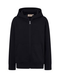Schwarze Kinder Kapuzen-Sweatjacke aus Bio-Baumwolle mit Reißverschluss